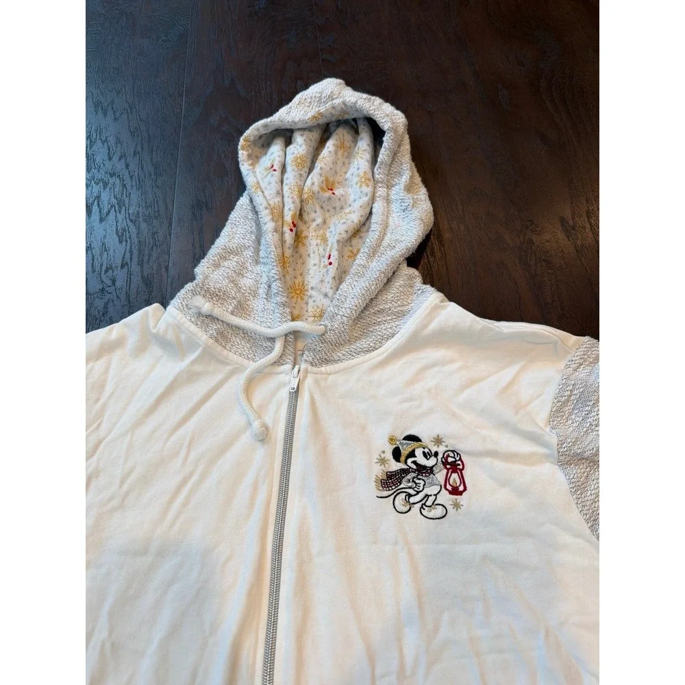 Disney Parks Mickey Mouse Winter Zip Hoodie Jacket‎ Womens Size 3x White Gray